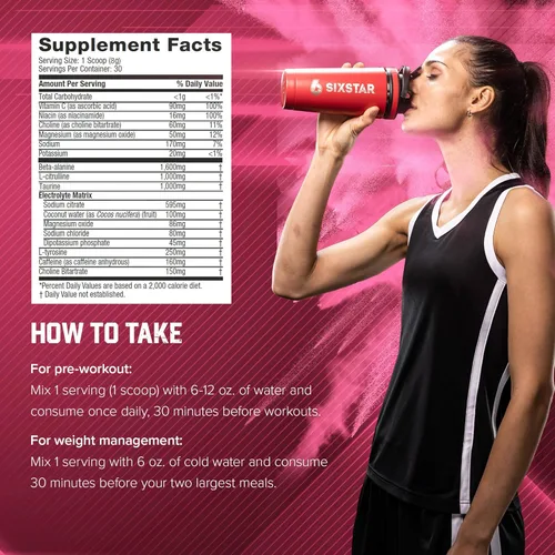 Miniatura 6 de Six Star Pre-Workout Explosion, Sandía (30 porciones) - Suplemento en polvo de energía preentrenamiento para hombres y mujeres - Mezcla de bebida