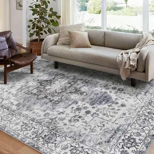 Miniatura 13 de Syalife 6x9 Alfombra Lavable para Área, Ultra Suave Antideslizante, Pila Baja, Alfombra Vintage Resistente a Manchas para Sala de Estar, Alfombra