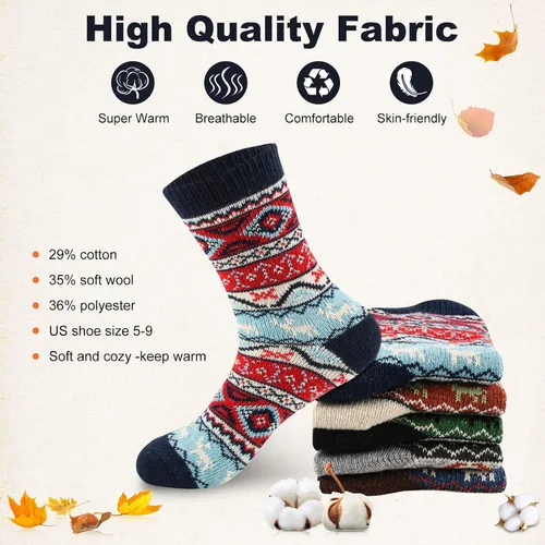 Miniatura 4 de LKV Calcetines de invierno para mujer, caja de regalo, calcetines de lana gruesa, suaves, cálidos, calcetines casuales para mujer, calcetines
