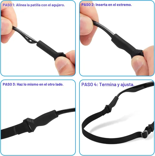 Miniatura 5 de lvvfit Correas para lentes para niños (6.5 a 10 pulgadas), correa ajustable para lentes de sol deportivas, correas de soporte para anteojos