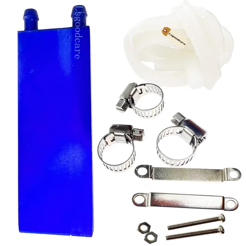 Lsgoodcare Bloque de enfriamiento de agua de aluminio 1.575x4.724 in disipador de calor pulido azul con tubo y hebillas de bloque de agua para PC PC