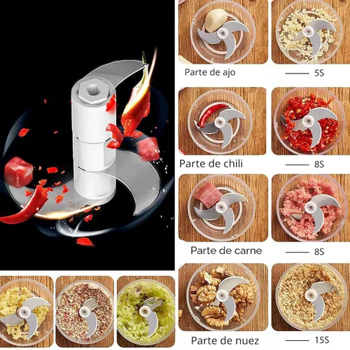 Miniatura 5 de Picadora de ajo eléctrica de 350 ml, picadora portátil de verduras, trituradora de ajo y aplastador de cebolla, licuadora para verduras, procesador