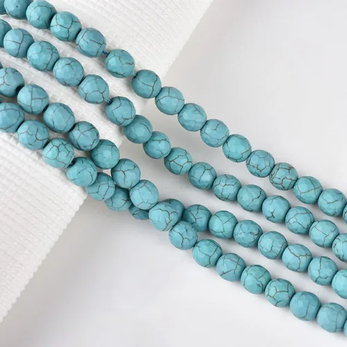 Miniatura 5 de Cuentas redondas de piedra semipreciosa de color turquesa azul facetado de 0.394 pulgadas (0.394 in) para hacer joyas de 15 pulgadas (38-40 unidades)
