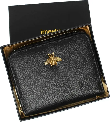 Miniatura 7 de imeetu Tarjetero RFID de cuero con cremallera, 24 ranuras para tarjetas para mujeres, M