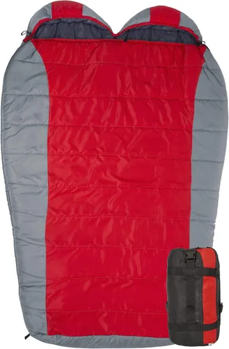 Saco de Dormir Teton 20F y 5F; Saco de Dormir Ultraligero y Cálido para Momia para Adultos y Niños, Acampada, Mochilero, Senderismo Rojo doble