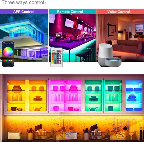Miniatura 3 de Iluminación debajo del gabinete, barra de luz RGB, luces LED regulables debajo de la encimera, control remoto, aplicación, control de voz compatible