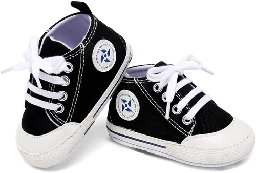 Miniatura 5 de Zapatos deportivos de lona para bebés y niñas con diseño de estrellas, suela antideslizante suave para recién nacidos, primeros caminantes