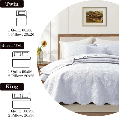 Miniatura 73 de MOONLIGHT20015 Juego de colchas individuales (68" x 86") – Paquete a granel de 10 al por mayor para hoteles, dormitorios de invitados y Airbnbs