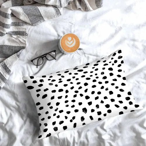 Miniatura 7 de Mugod Funda de cojín con diseño de lunares negros, sin costuras, para cama, sofá, oficina, 20 x 30 pulgadas