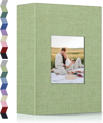 Miniatura 39 de Álbum de fotos popotop 4x6 - 100 fotos, libros de fotos con 100 bolsillos verticales, álbumes con cubierta de lino para fotos familiares, de boda