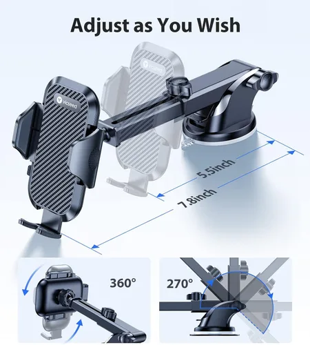 Miniatura 8 de VICSEED - Soporte universal de teléfonos para el tablero o la rejilla de ventilación del coche, con un brazo largo y una ventosa fuerte, compatible