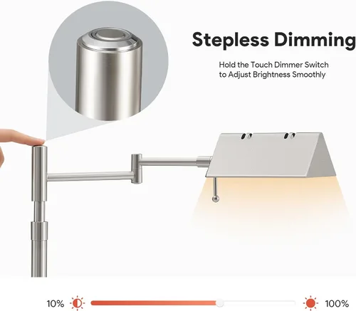 Miniatura 4 de VONLUCE Lámpara LED de escritorio, lámpara de mesa de metal ajustable de estilo industrial, lámpara de lectura regulable para sala de estar
