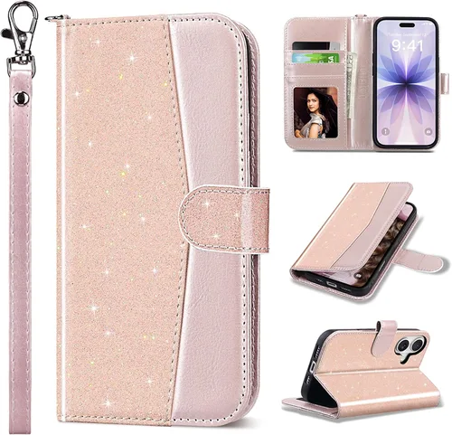Miniatura 11 de ULAK Compatible con iPhone 15 Estuche tipo cartera para mujer, funda tipo billetera de piel PU premium con tarjetero, función de caballete, estuche