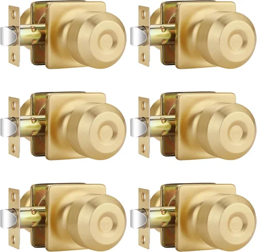 Miniatura 17 de EHOMEWARE Paquete de 2 pomos de puerta interiores, manija de puerta negra con cerradura, pomo de puerta de dormitorio/baño sin llave, pomo redondo