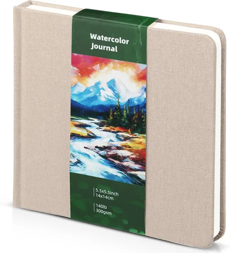 Miniatura 14 de Dispowreath Cuaderno de bocetos de acuarela de 5.5 x 5.5 pulgadas, cuaderno cuadrado de acuarela, prensa en frío, papel de algodón de 140 libras