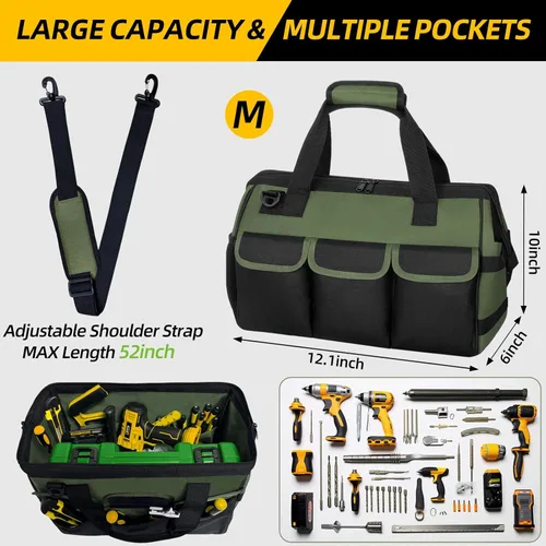 Miniatura 2 de NECKORY Bolsa de herramientas, organizador de caja de herramientas portátil con correa de hombro ajustable, bolsa de transporte de herramientas