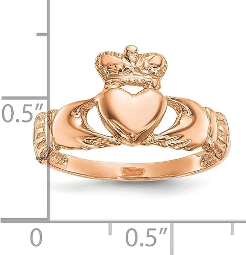 Miniatura 5 de Anillo Claddagh de oro rosa de 14 quilates, joyería fina celta para mujer, regalos para ella, Oro, rosa, oro rosa