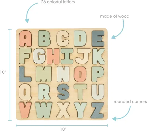 Miniatura 4 de Pearhead Rompecabezas de madera del alfabeto, juguete de aprendizaje ABC para niños pequeños, tablero de rompecabezas educativo Montessori