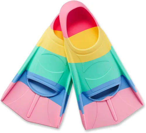 Miniatura 26 de Aletas de natación para niños, aletas cortas para jóvenes, aletas de entrenamiento de natación para natación de regazo, para niños y niñas