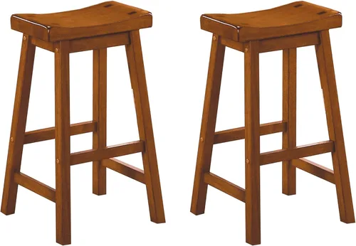 Miniatura 14 de Lexicon Saddleback - Juego de 2 taburetes de cocina de madera maciza, taburetes de cocina de altura para comedor, opciones de asiento de silla sin