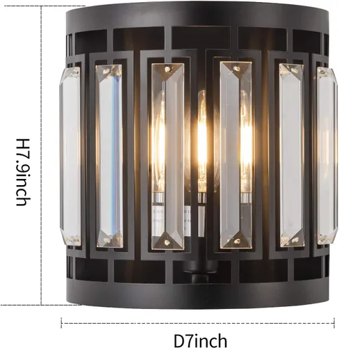 Miniatura 2 de Moderno aplique de pared de cristal 1xE26, lámpara de pared negra K9, lámpara de pared de cristal para pasillo, puerta, dormitorio, sala de estar