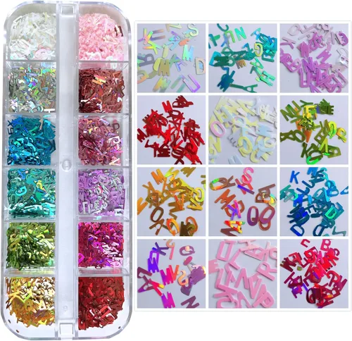 Miniatura 3 de AddFavor Kit de 4 cajas de lentejuelas con purpurina para uñas, formas mixtas, mariposa holográfica, flor, corazón redondo, copos de arte de uñas