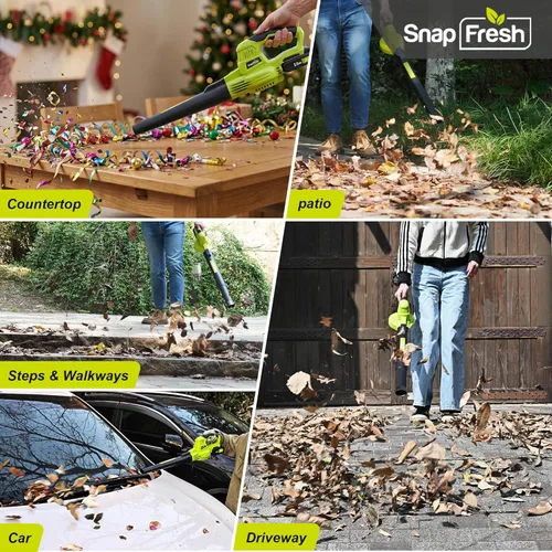 Miniatura 9 de SnapFresh Soplador de hojas inalámbrico - Soplador eléctrico de hojas de 20 V con batería de 2.0 Ah y cargador - Soplador de hojas ligero de 2