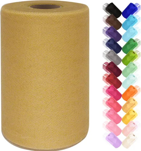 Miniatura 46 de Rollo de tela de tul de 6 pulgadas por 100 yardas (300 pies) cinta de tul malla transparente para bricolaje, falda tutú, envoltura de regalos, boda
