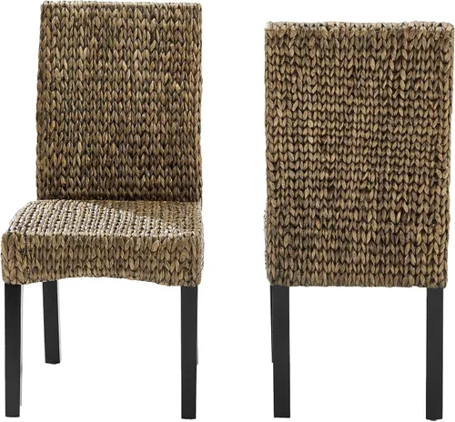Miniatura 2 de Crosley Furniture Edgewater - Juego de 2 sillas de comedor de ratán de fibra natural tejidas a mano, color hierba marina