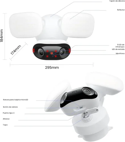 Miniatura 9 de REOLINK Elite Floodlight WiFi, 4K 8MP 180° cámara panorámica con cable reflector, 3000 lúmenes ajustables, búsqueda de video AI local, Wi-Fi 6