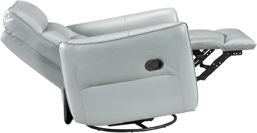 Miniatura 14 de Lexicon Silla reclinable giratoria, sillón reclinable manual de cuero de grano superior, cómodo sillón reclinable para guardería, silla reclinable