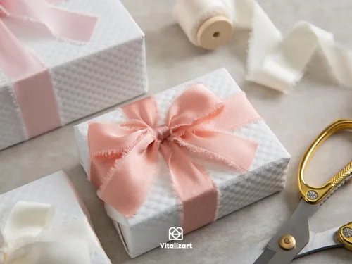 Miniatura 5 de Vitalizart Cinta de Satén de Seda Rosa de 1 Pulgada x 15 Yardas Carrete de Madera Cinta Deshilachada Hecha a Mano para Envolver Regalos Baby Shower