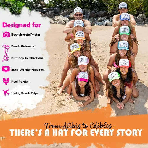 Miniatura 5 de Funky Junque Sombreros divertidos de camionero para mujer humor adulto para despedidas de soltera y viajes de niñas, grupos 3-25, sombrero de malla