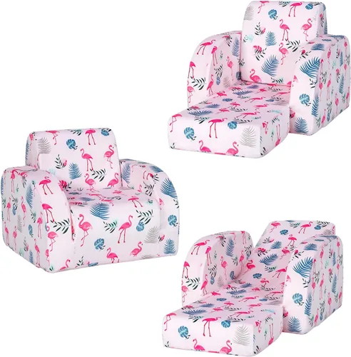 HONEY JOY Sofá para niños, sofá plegable convertible 3 en 1 para niños y cómoda silla tumbona abierta para jugar, sofá plegable de espuma, regalo