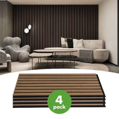 Miniatura 2 de Art3d Paquete de 4 paneles de listones de madera insonorizados de 12 x 24 pulgadas, paneles de pared acústicos de 8 pies cuadrados, paneles de pared