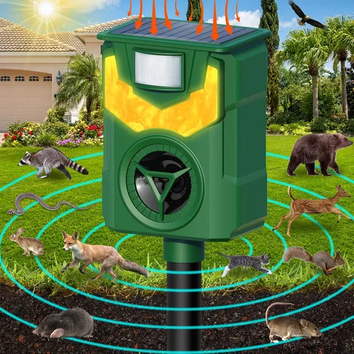 Repelente solar de animales para exteriores, repelente ultrasónico de animales 2026, repelente de gatos al aire libre, repelente de ardillas con