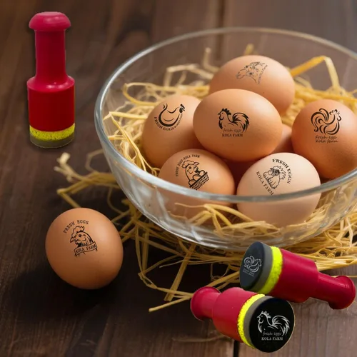 Sellos de huevos para huevos frescos, sello personalizado de huevo de gallina con tu texto y logotipo, etiquetas de huevo de tinta impermeables,