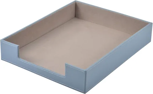 Miniatura 10 de Bandeja de cartas de cuero, organizador de escritorio para suministros de oficina, correo, archivos de papel, revistas, joyería, cosméticos, lujoso