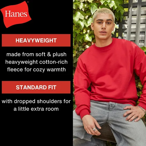 Miniatura 5 de Hanes Sudadera para hombre, sudadera de forro polar pesado, suéter de cuello redondo para hombre