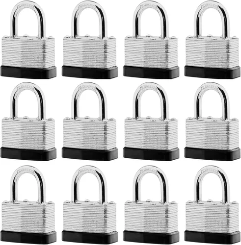 Miniatura 9 de SafiSwords Paquete de 12 candados de acero laminado con llave igual, 1-3/4 pulgadas de ancho, juego de candados largos resistentes con las mismas