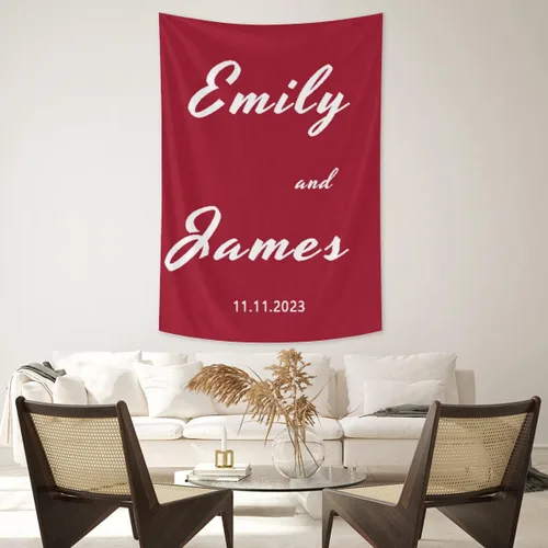 Miniatura 15 de Tapiz de boda personalizable con nombre y foto, colgante de pared personalizado para boda, tapiz de pared personalizado, decoración del hogar, tapiz