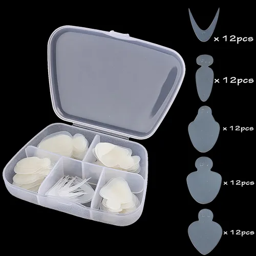 Miniatura 2 de Calcomanías dobles de forma francesa, 60 piezas de almohadillas de silicona reutilizables de doble forma, puntas de manicura francesa, molde