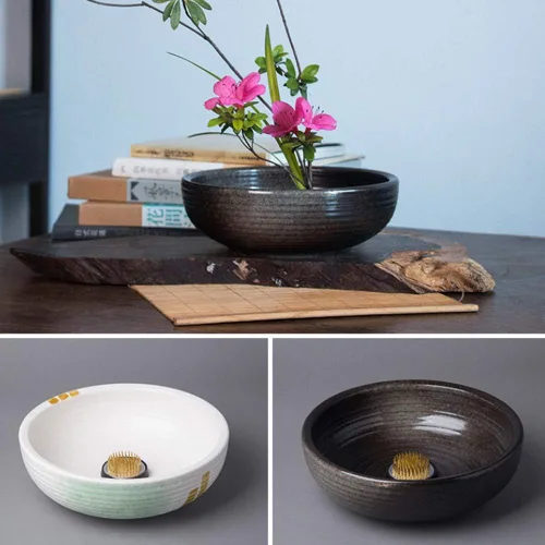 Miniatura 5 de Oumefar Arreglo floral Decoración Fijación Herramienta Set Flor Kenzan Hierro Alambre Tijera Ikebana Kenzan Japonés Flor Titular Cinta Kenzan