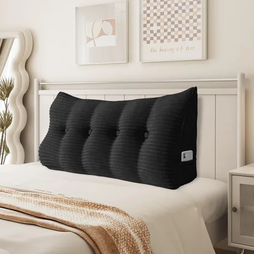 Miniatura 16 de Almohada de cuña triangular para cabecero, cojín de pana para sofá cama, respaldo grande, almohada de lectura, posicionamiento lumbar tapizado