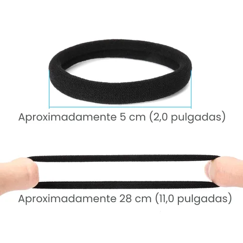 Miniatura 2 de 50 ligas negras para el cabello para mujer, bandas de algodón sin costuras, soportes elásticos para cola de caballo, no dañan el cabello grueso, 2