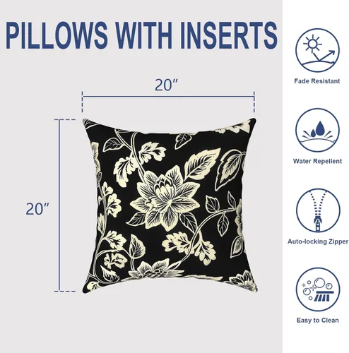 Miniatura 278 de Juego de 2 almohadas para exteriores de 16 x 16 pulgadas, repelentes al agua con interiores, para muebles de patio, hogar, jardín, geometría bohemia