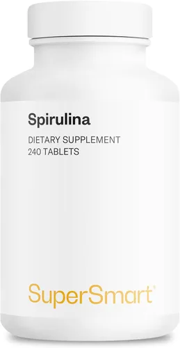 Supersmart - Espirulina 4000 mg por día (fácil de tomar) - Algas verdes azules - Superalimento vegano natural | Sin OMG y sin gluten - 240 tabletas