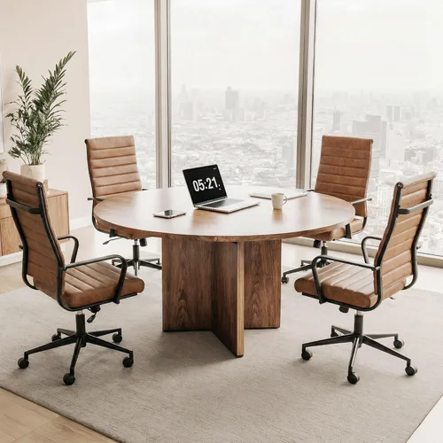 Miniatura 4 de Okeysen Silla de escritorio de oficina, sillas de sala de conferencias, silla giratoria ejecutiva ergonómica moderna, altura ajustable, silla