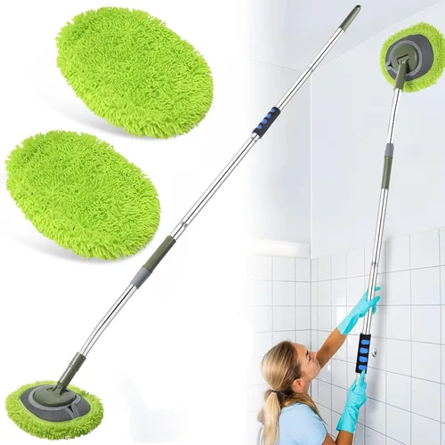 Limpiador de Pared, Trapeador de Pared de Máximo 66'' con Mango Largo, Trapeador de Polvo para Techo con Poste de Extensión de Codo Ahorrador de