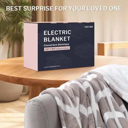 Miniatura 8 de VENTIMI Manta eléctrica con calefacción, manta térmica de 62 x 84 pulgadas con 9 niveles de calor y apagado automático de 2 a 10 horas, mantas